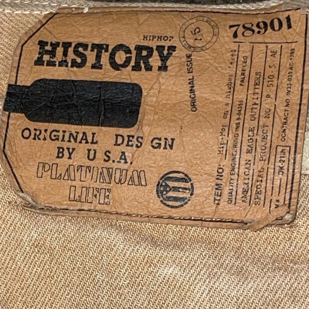 Hip Hop History Platinum Line Tan Jeans Men’s 42x33 Y2K‎ Streetwear Embellished